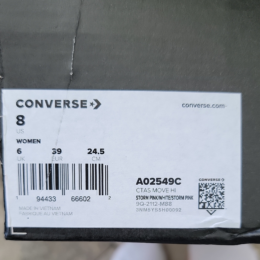 Converse Women's CTAS Move Hi Top Platform Sneakers Storm Pink & White Canvas W8 - Picture 2 of 8